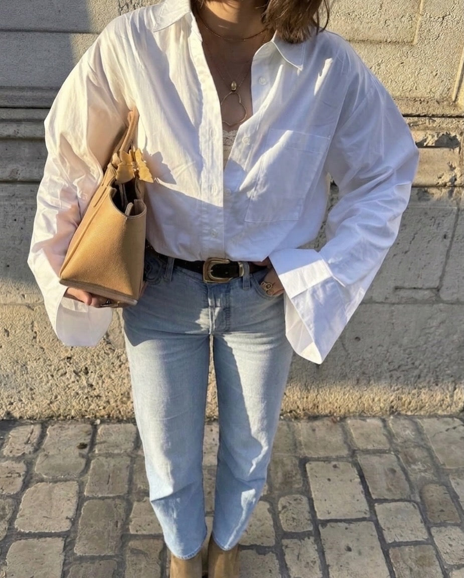 Super wide sleeves poplin shirt